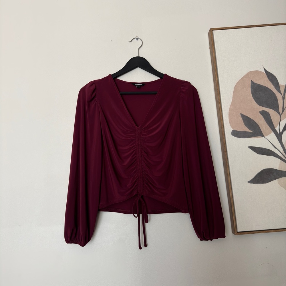 Express Maroon Long Sleeves Top